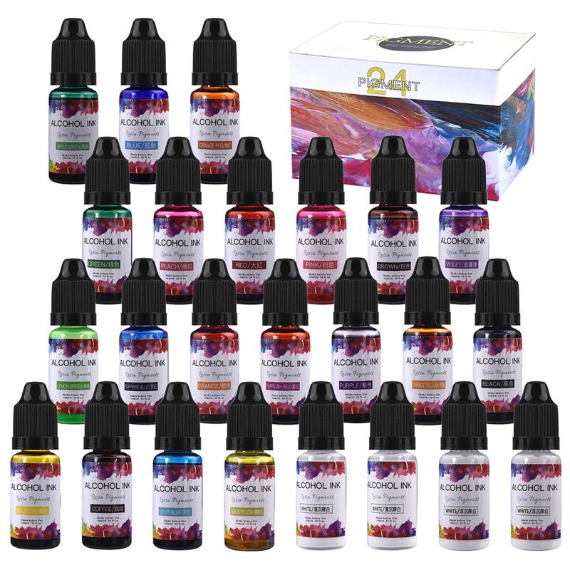 Resin Pigment Alcohol Ink - 24 색/세트 10ml 수지 안료 아트