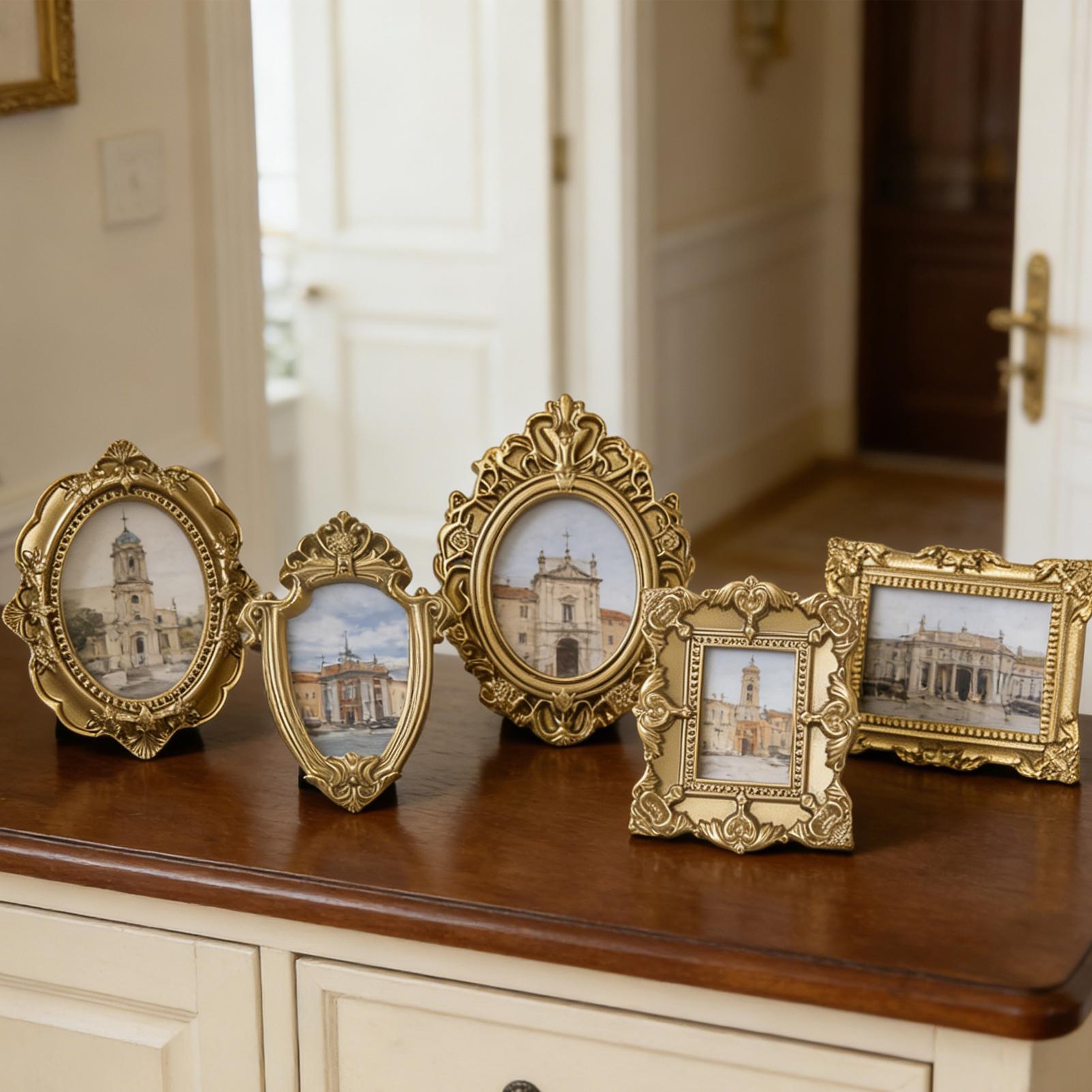Resin Art Photo Frame - 5Pcs 빈티지 미니 사진 프레임 우아한