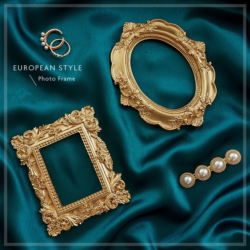 Resin Art Photo Frame - 황금 복고풍 사진 프레임 네일 아트