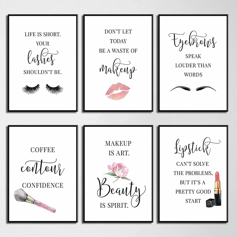 Resin Art Quotes - 메이크업 명언 포스터 속눈썹 눈썹 립스틱