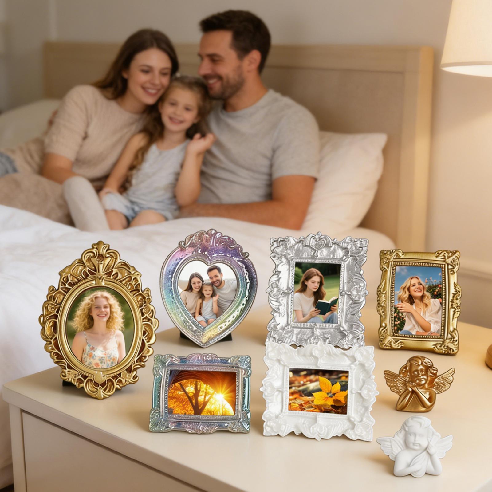 9 Pcs 미니어처 액자 장식 액세서리 작은 금색 수지 - Resin Art Photo Frame 리뷰 및 가격