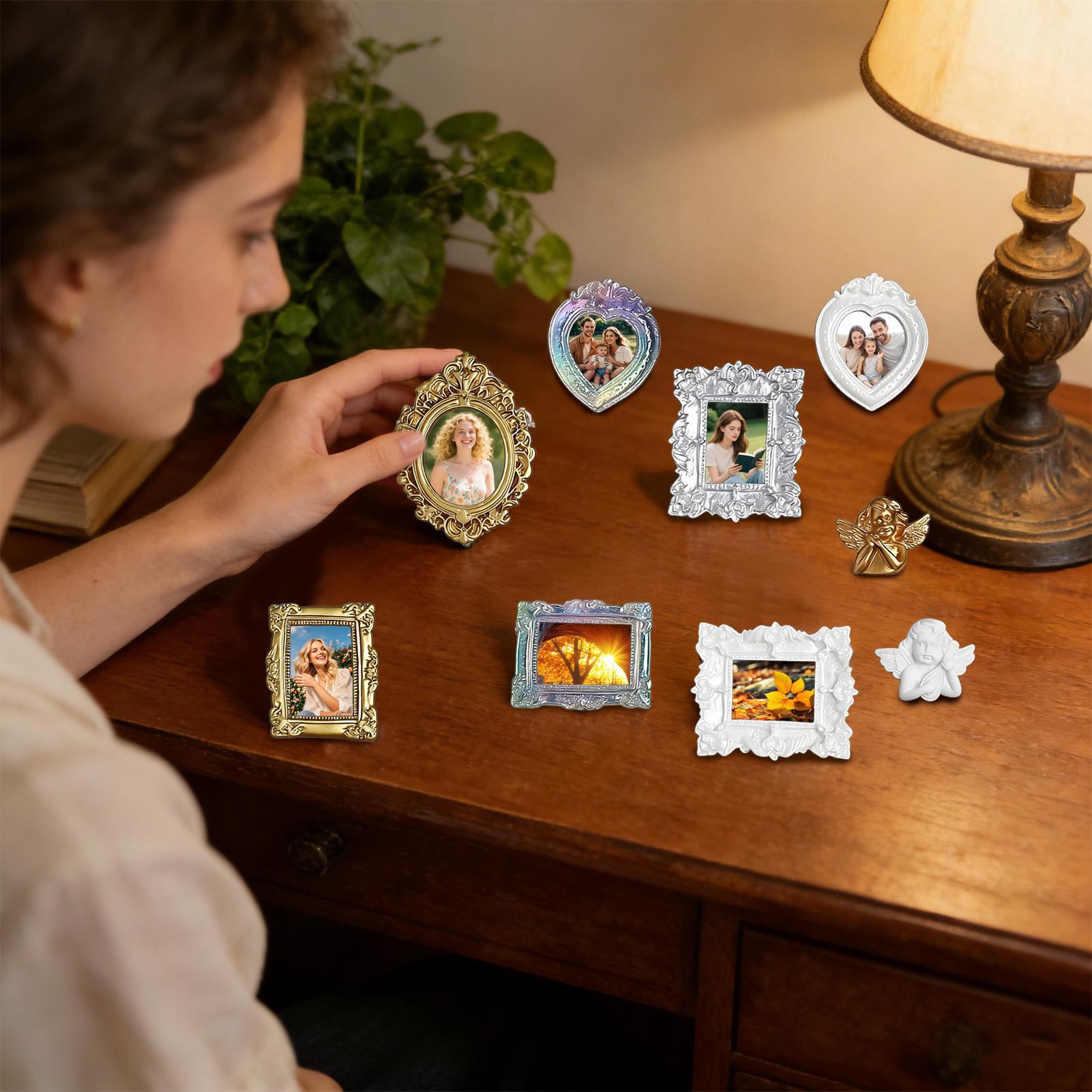 9 Pcs 미니어처 액자 장식 액세서리 작은 금색 수지 - Resin Art Photo Frame 리뷰 및 가격