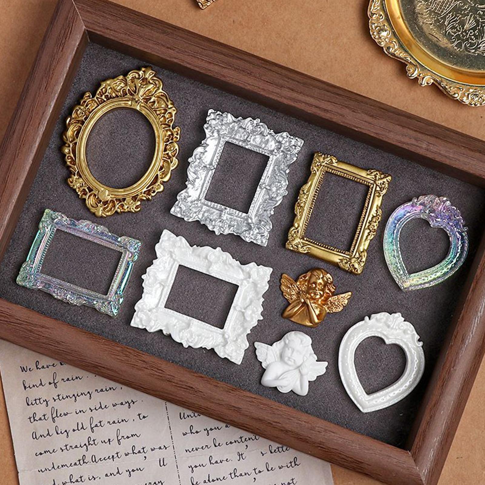 9 Pcs 미니어처 액자 장식 액세서리 작은 금색 수지 - Resin Art Photo Frame 리뷰 및 가격