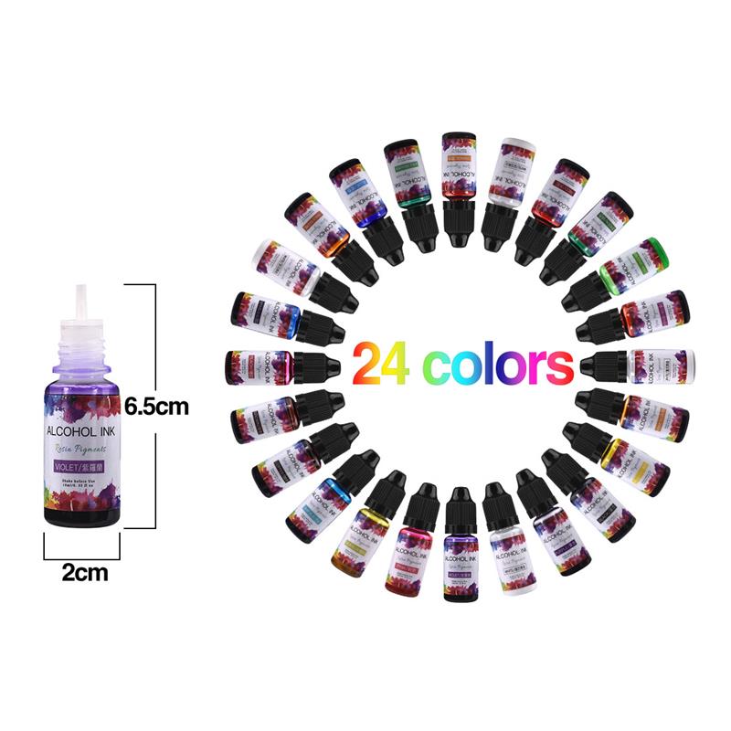 24 색/세트 10ml 수지 안료 아트 잉크 알코올 액 - Resin Pigment Alcohol Ink 리뷰 및 가격
