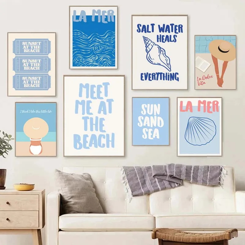 바다 조개가 해변에서 나를 맞이합니다 포스터 여름 바다 - Resin Art Quotes 리뷰 및 가격